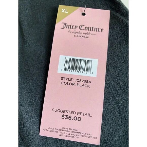 Juicy Couture Pj Set Women’s XL Black Velvet Shorts Lounge JC5285A Rhinestones - Picture 4 of 10